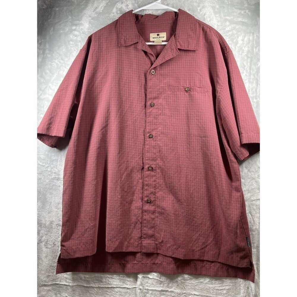 Woolrich Men's Shirt Short Sleeve Red Plaid Button Down Size Large